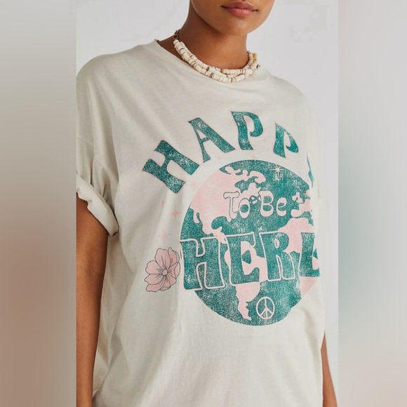 Free People x Vintage Souls Happy To Be Here oversized tee 😊 - Picture 14 of 14